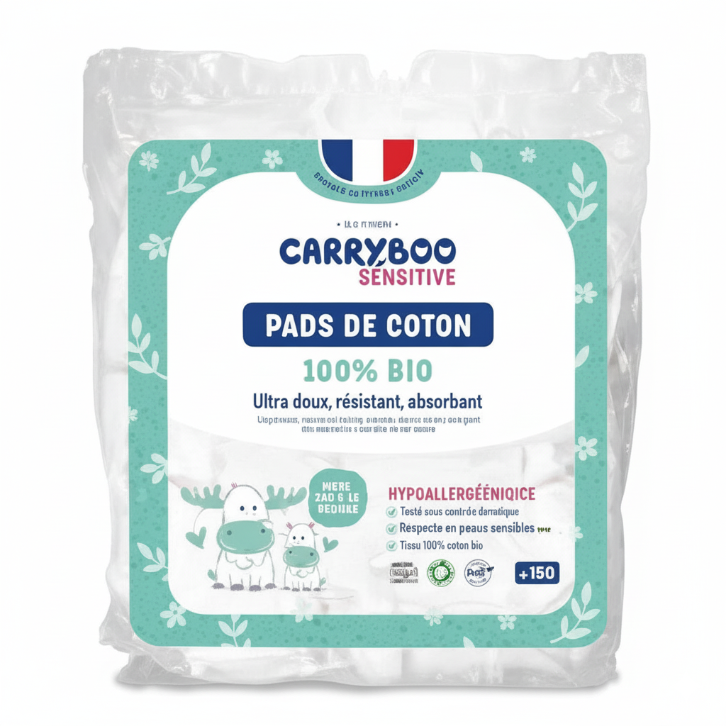Carryboo Sensitive Pads de coton Bio - 150 Unités