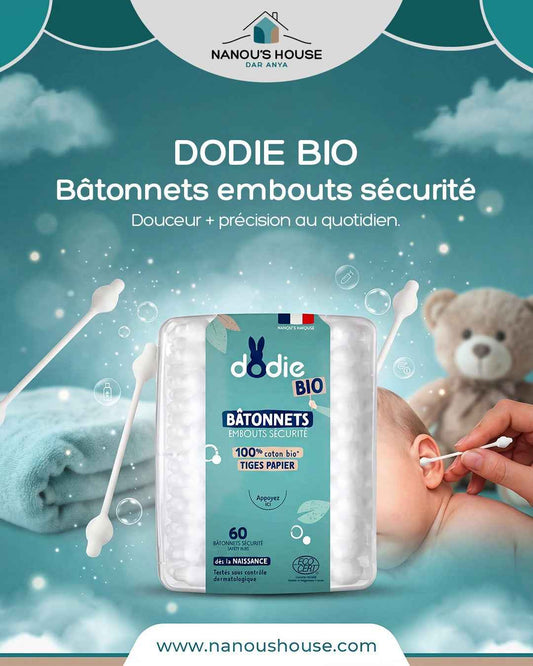 Bâtonnets Coton Bio (Coton-Tiges Sécurité) x60 - Dodie