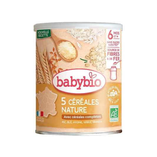 Babybio 5 Céréales Nature avec Céréales Complètes 220g - 6M+ - Nanou's house - BabyBio