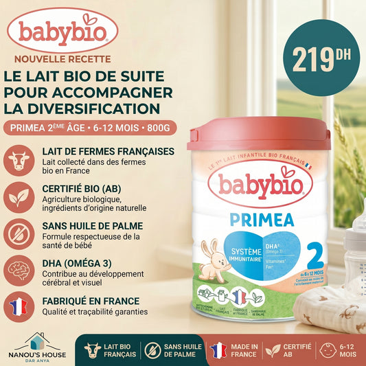 Babybio Lait Infantile Primea 2ème Âge 800g - 6 - 12mois - Nanou's house - BabyBio