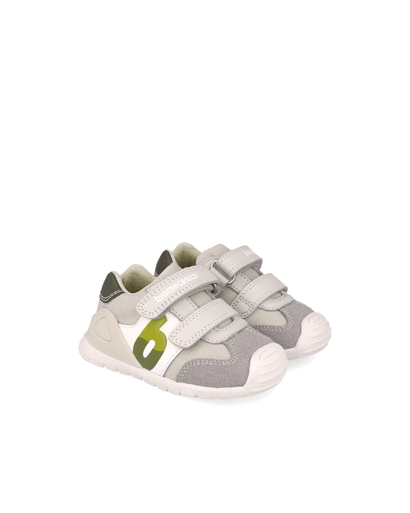 Basket bébé premiers pas gris – Biomecanics – chaussures ergonomiques garçon – Nanou’s House Maroc