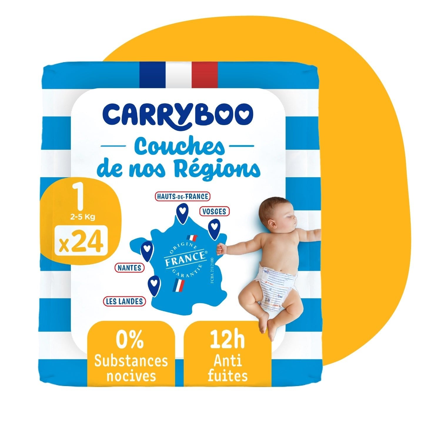 Carryboo Couches de nos Régions Taille 1 (2 - 5kg) - 24 Unités - Nanou's house - Carryboo