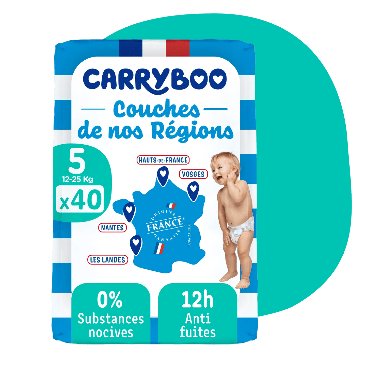 Carryboo Couches de nos Régions Taille 5 (12 - 25kg) - 40 Unités - Nanou's house - Carryboo