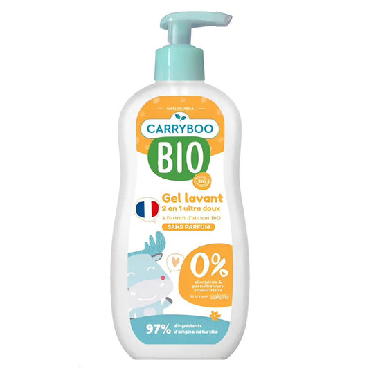 Carryboo Gel Lavant 2en1 Ultra Doux Bio Abricot - 500ml - Nanou's house - Carryboo
