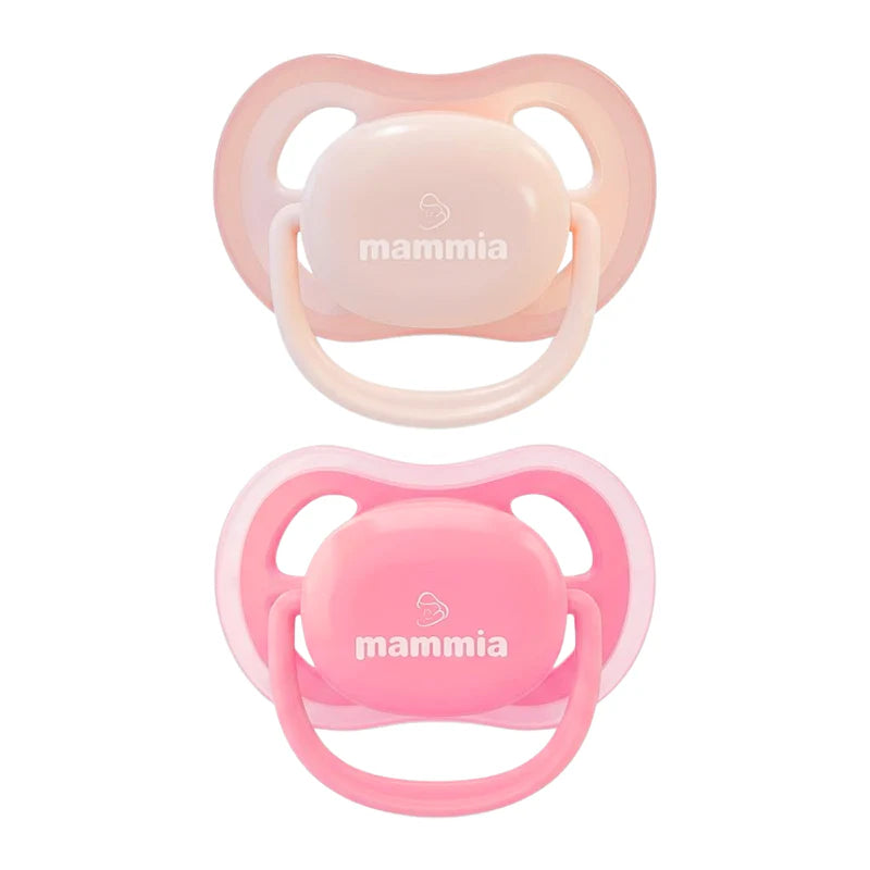 Mammia Pack 2 sucettes orthodontiques Natural Feeling 6 mois + coloris rose silicone sans BPA