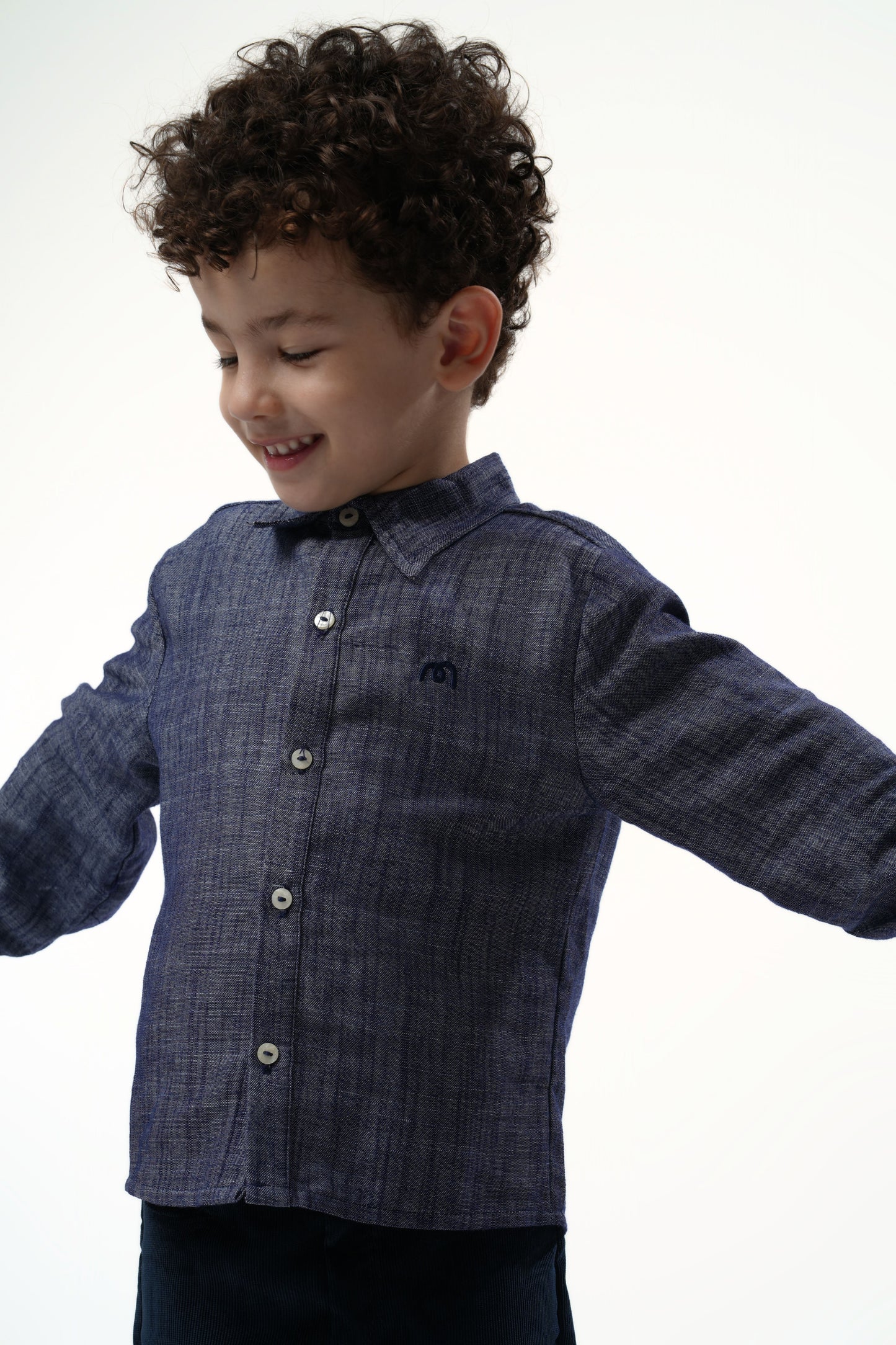 Moon & Loly Chemise Moon rayée bleu pétrole – Disponible chez Nanou’s House Maroc