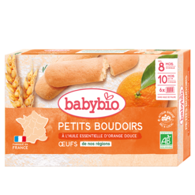 Boîte Babybio Boudoirs bio orange douce 24 biscuits 6 sachets fraîcheur