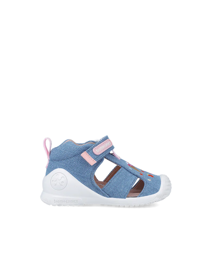 Sandale bébé fille premiers pas en toile Blue Jean – Biomecanics – chaussures ergonomiques – Nanou’s House Maroc