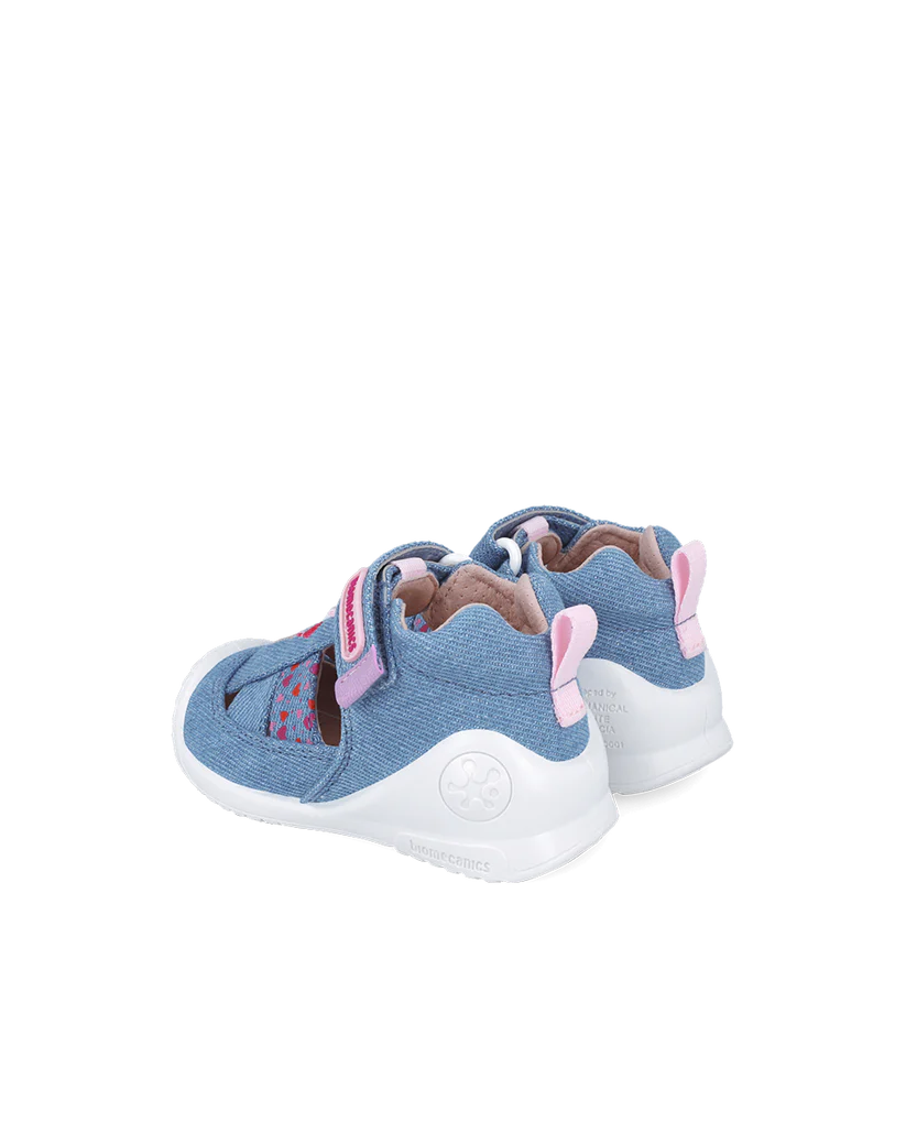 Sandale bébé fille premiers pas en toile Blue Jean – Biomecanics – chaussures ergonomiques – Nanou’s House Maroc