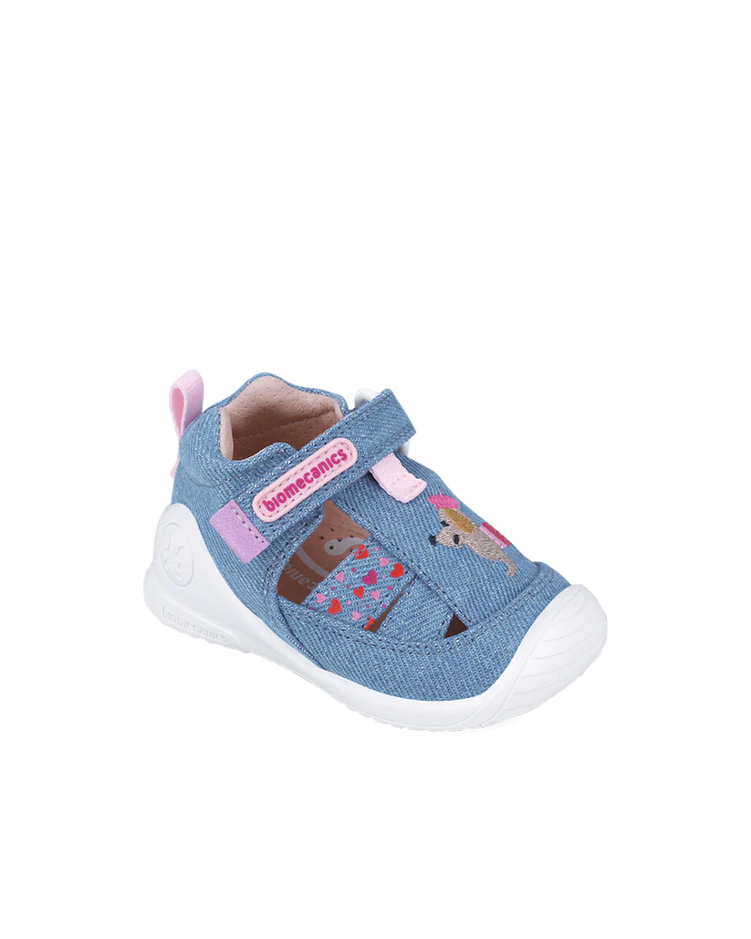 Sandale bébé fille premiers pas en toile Blue Jean – Biomecanics – chaussures ergonomiques – Nanou’s House Maroc