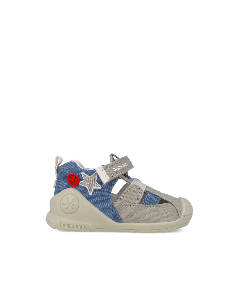 Sandales bébé premiers pas en toile beige Biogateo – Biomecanics – chaussures ergonomiques – Nanou’s House Maroc