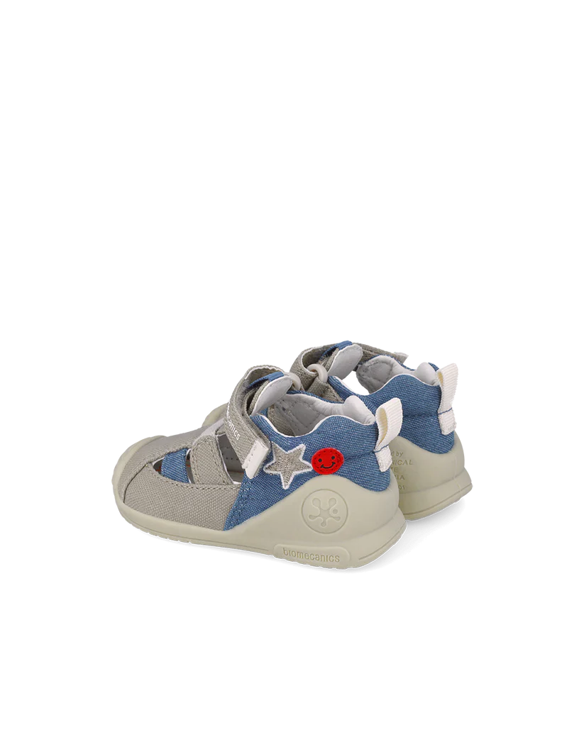 Sandales bébé premiers pas en toile beige Biogateo – Biomecanics – chaussures ergonomiques – Nanou’s House Maroc