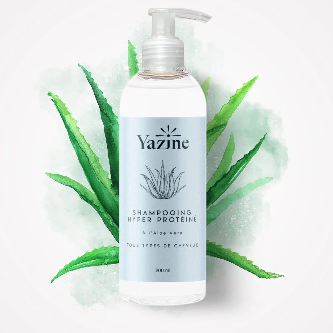 Shampoing sans sulfates Yazine – Nettoyant doux cheveux et cuir chevelu, disponible chez Nanou’s House Maroc