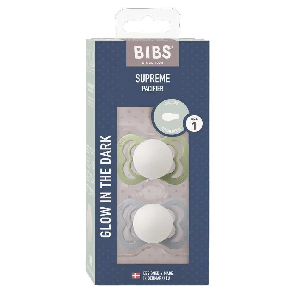 Sucettes BIBS Suprème Silicone Sage / Cloud - GLOW - Nanou's house - BIBS