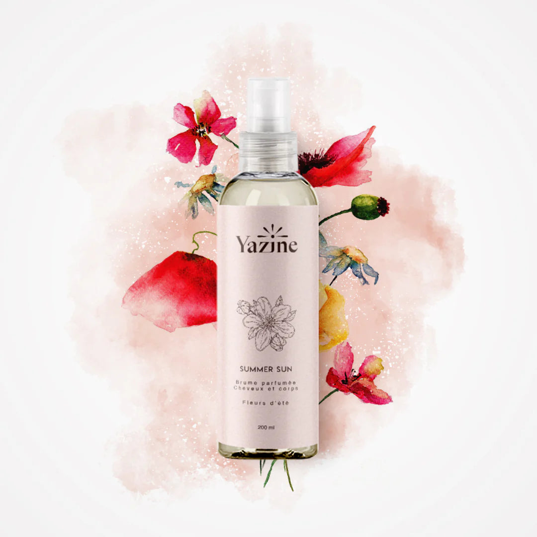 Brume parfumee summer Yazine – Hydratation naturelle disponible chez Nanou’s House Maroc
