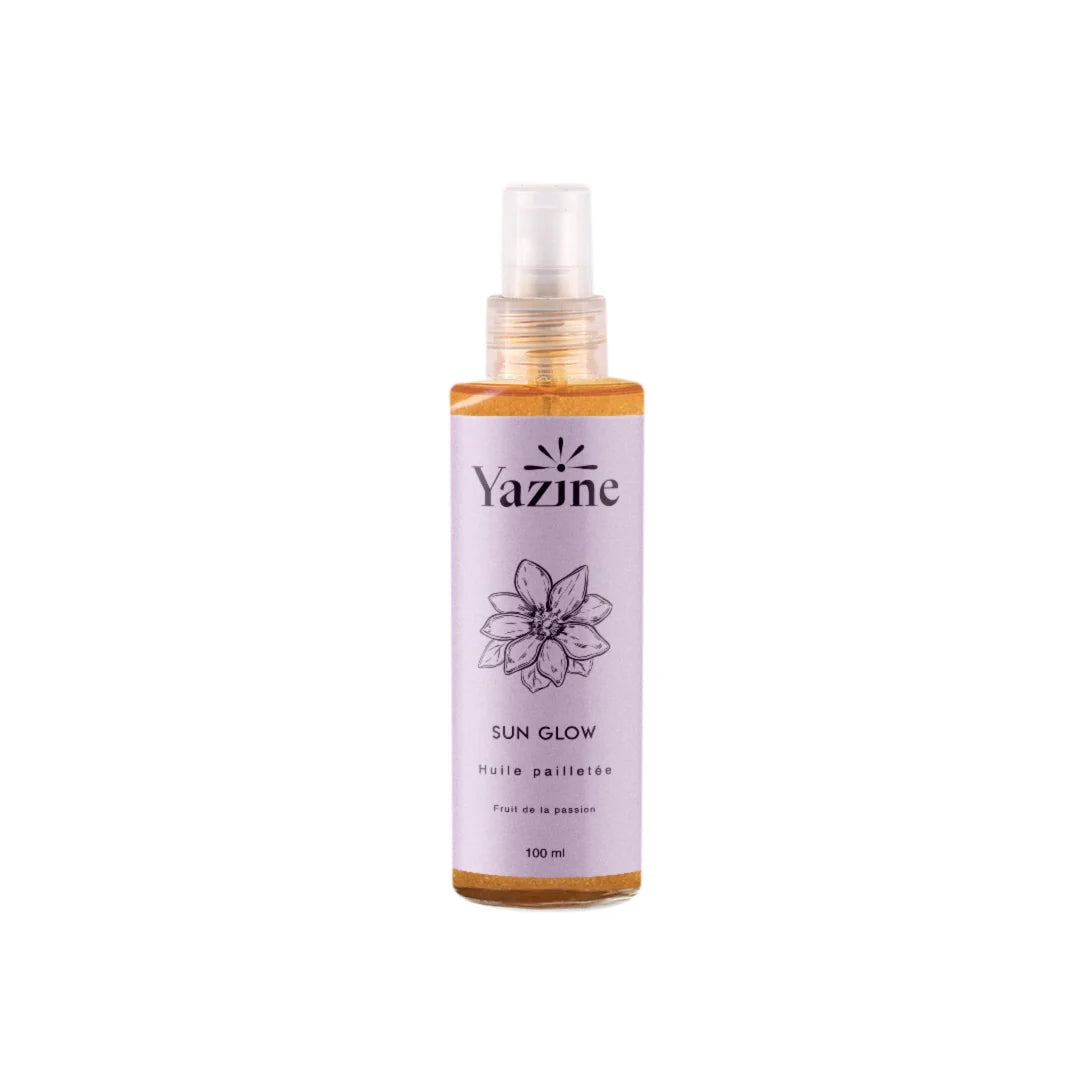 Huile scintillante naturelle Yazine Sun Glow 100 ml – disponible chez Nanou’s House avec livraison partout au Maroc