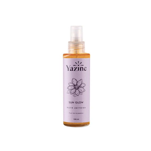 Huile scintillante naturelle Yazine Sun Glow 100 ml – disponible chez Nanou’s House avec livraison partout au Maroc