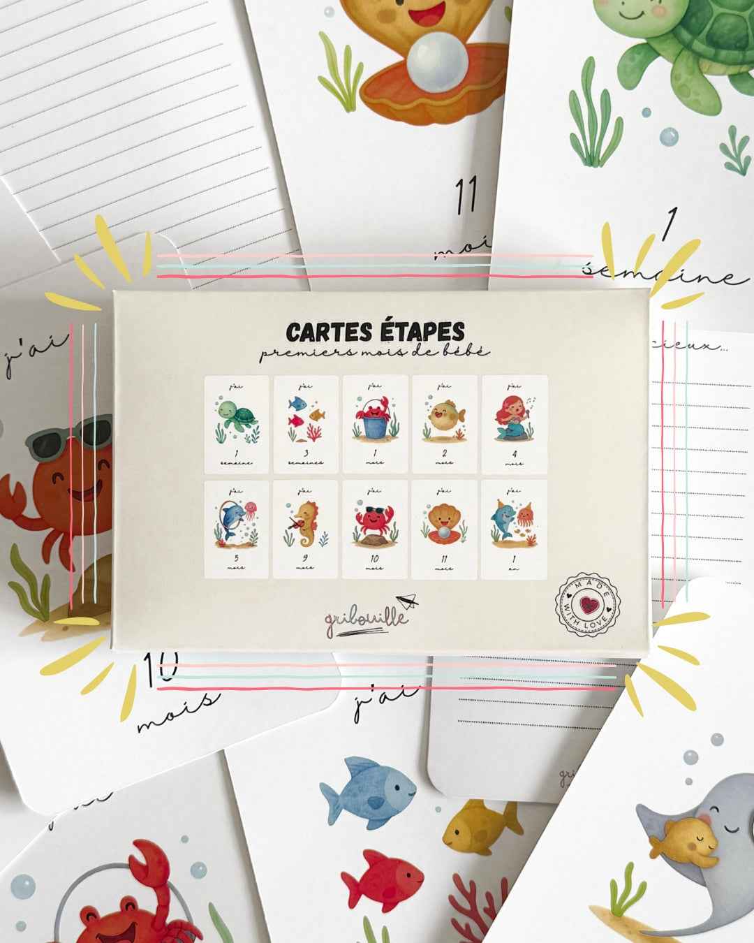 Cartes Étapes Bébé : Premiers Mois - Gribouille