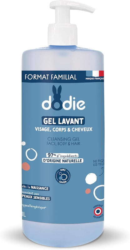 Dodie Gel Lavant 3-en-1 Flacon Pompe 1L - face avant du produit