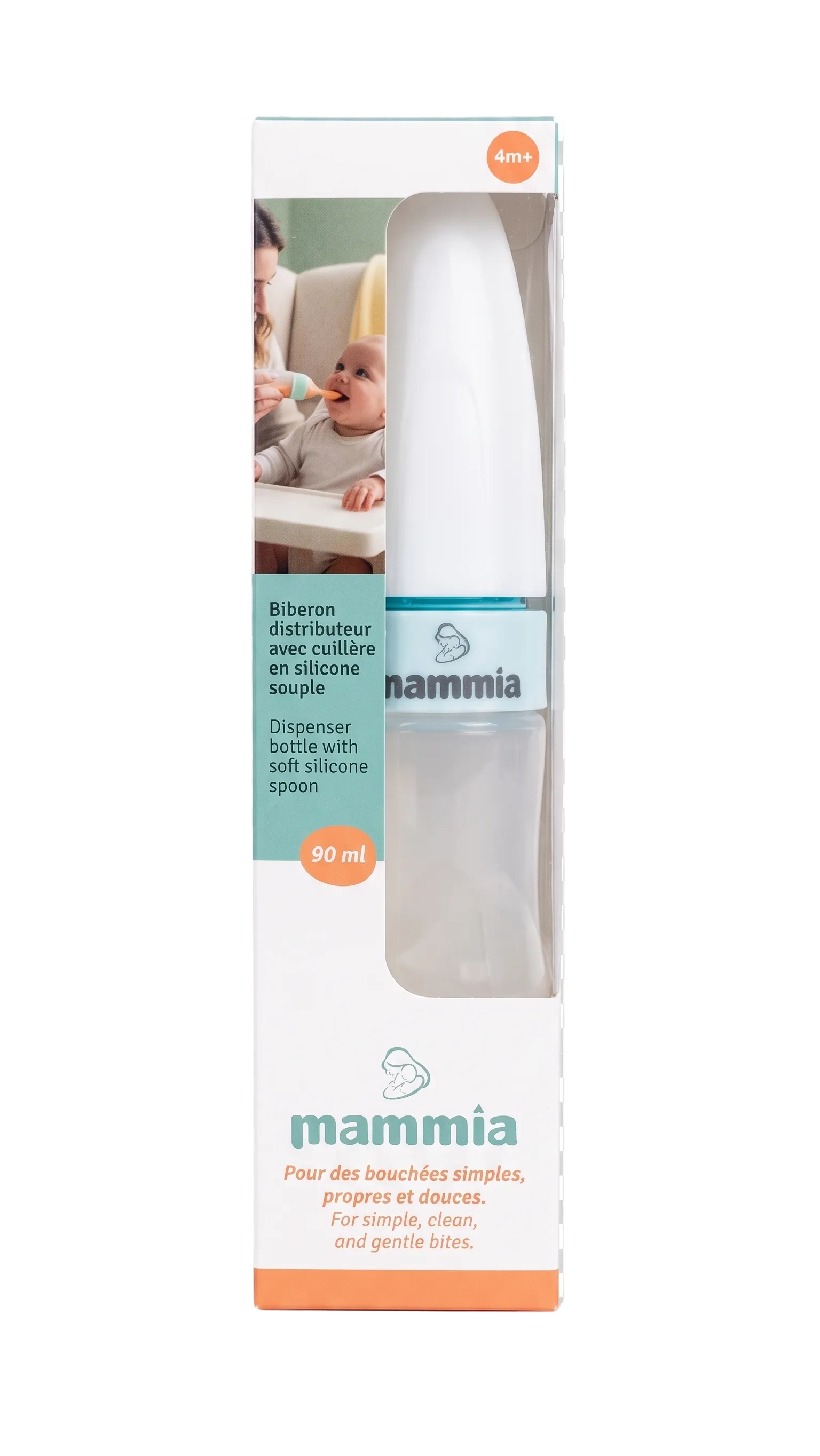 Mammia Biberon Distributeur Cuillère Silicone 90ml diversification alimentaire bébé dès 4 mois