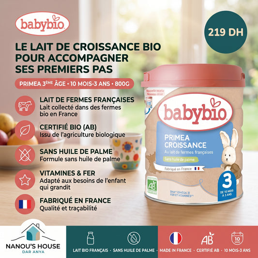 Babybio Primea 3ème Âge – Lait de Croissance Bio 10 mois-3 ans – 800g
