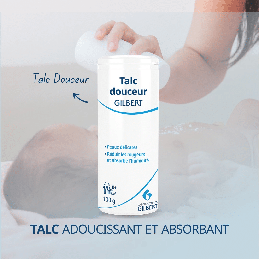 Talc Douceur Gilbert 100 g – Poudre apaisante naturelle pour bébé