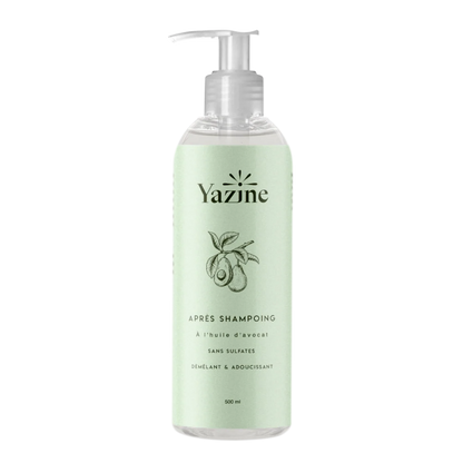 Après-shampoing à l’huile d’avocat sans sulfates Yazine – Nourrit et démêle les cheveux naturellement – Nanou’s House Maroc