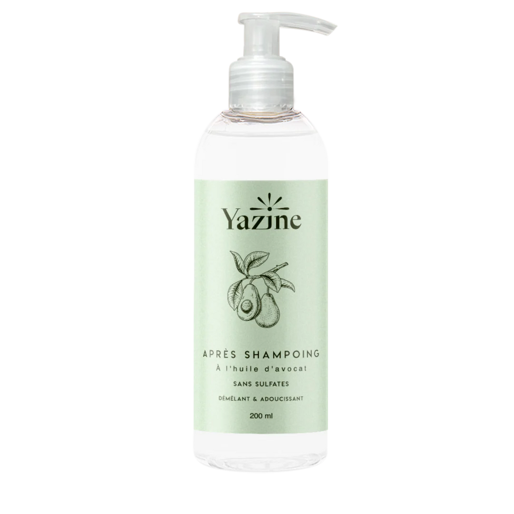 Après-shampoing à l’huile d’avocat sans sulfates Yazine – Nourrit et démêle les cheveux naturellement – Nanou’s House Maroc