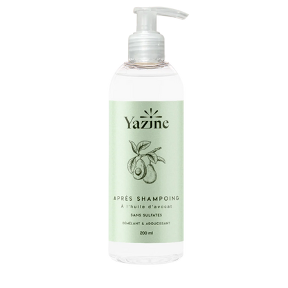 Après-shampoing à l’huile d’avocat sans sulfates Yazine – Nourrit et démêle les cheveux naturellement – Nanou’s House Maroc