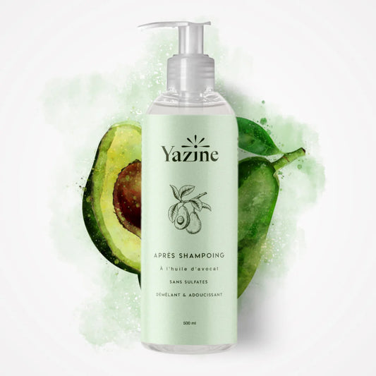 Après-shampoing à l’huile d’avocat sans sulfates Yazine – Nourrit et démêle les cheveux naturellement – Nanou’s House Maroc