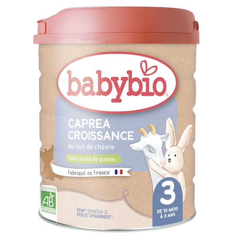 Boîte Babybio Caprea 3ème âge, lait de croissance au lait de chèvre bio 10 mois-3 ans 800g | Nanou's House
