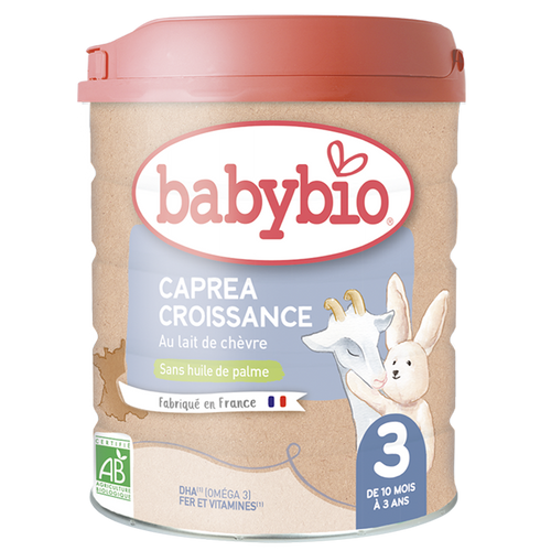 Boîte Babybio Caprea 3ème âge, lait de croissance au lait de chèvre bio 10 mois-3 ans 800g | Nanou's House