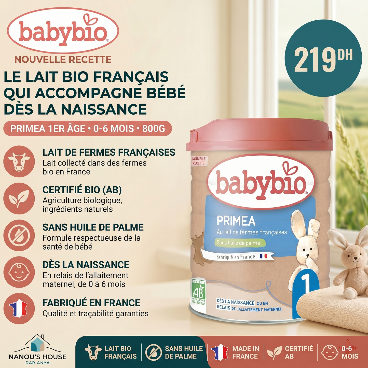 Babybio Lait Infantile Primea 1er Âge 800g - 0 - 6mois - Nanou's house - BabyBio