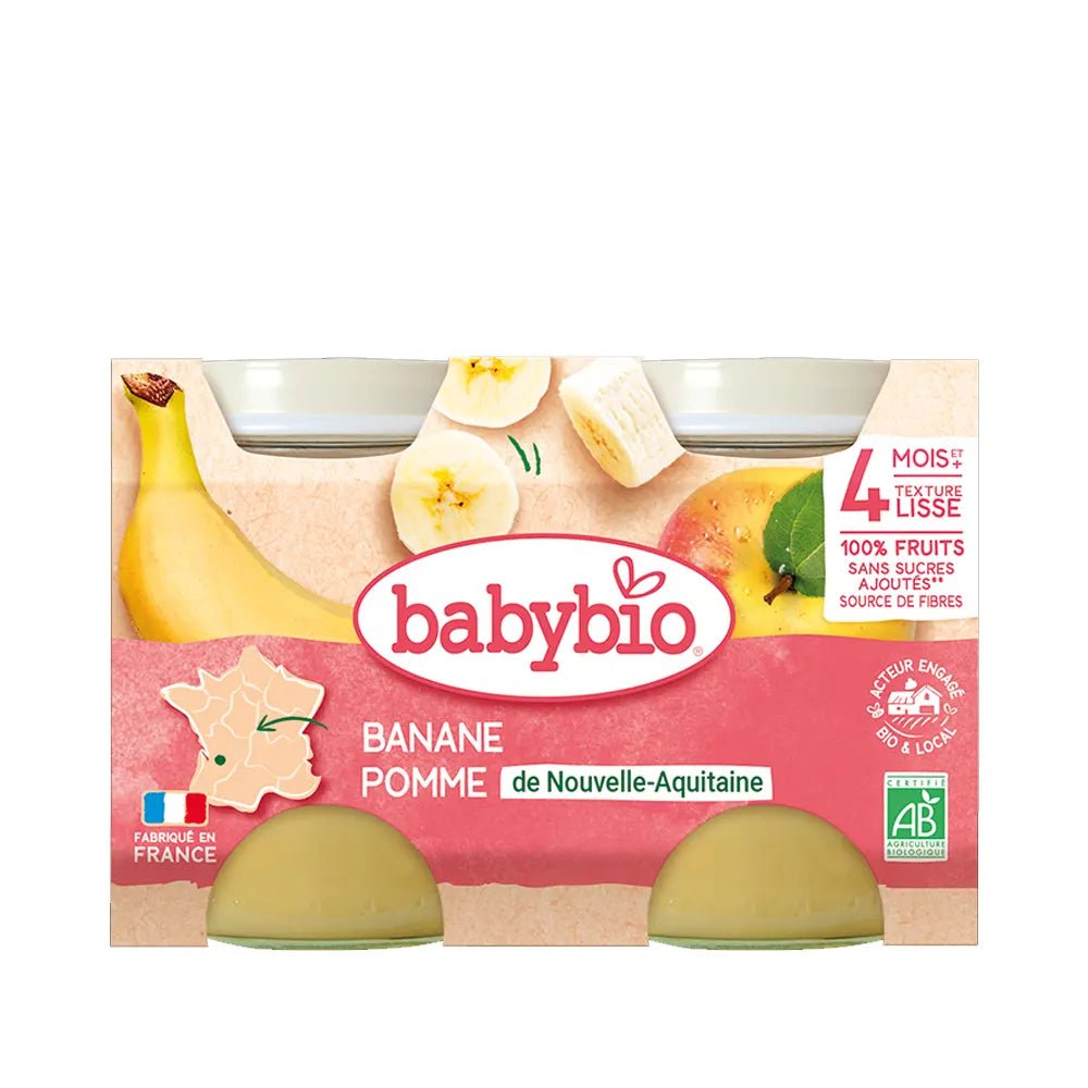 Babybio Petit Pot Banane Pomme 2x 130g - Nanou's house - BabyBio