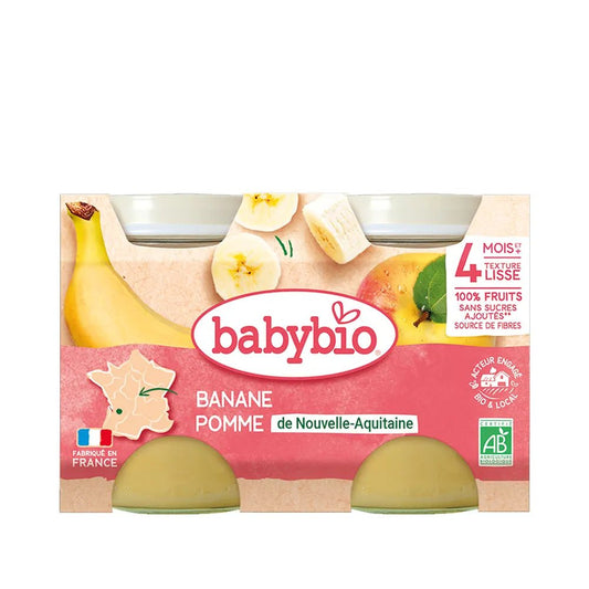 Babybio Petit Pot Banane Pomme 2x 130g - Nanou's house - BabyBio