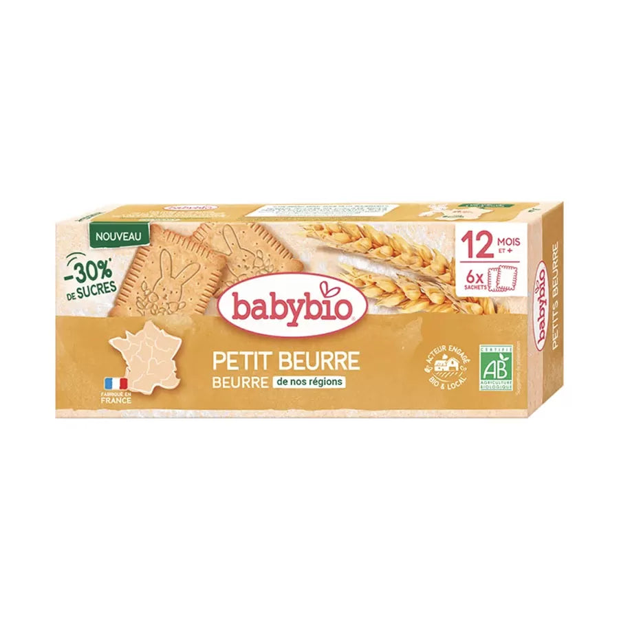 Boîte Babybio Petit Beurre bio 12 biscuits 6 sachets fraîcheur - 12 mois et plus
