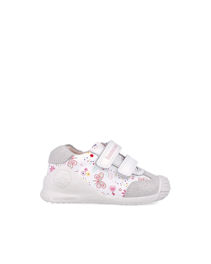 Basket bébé fille premiers pas blanche – Biomecanics – chaussures ergonomiques – Nanou’s House Maroc