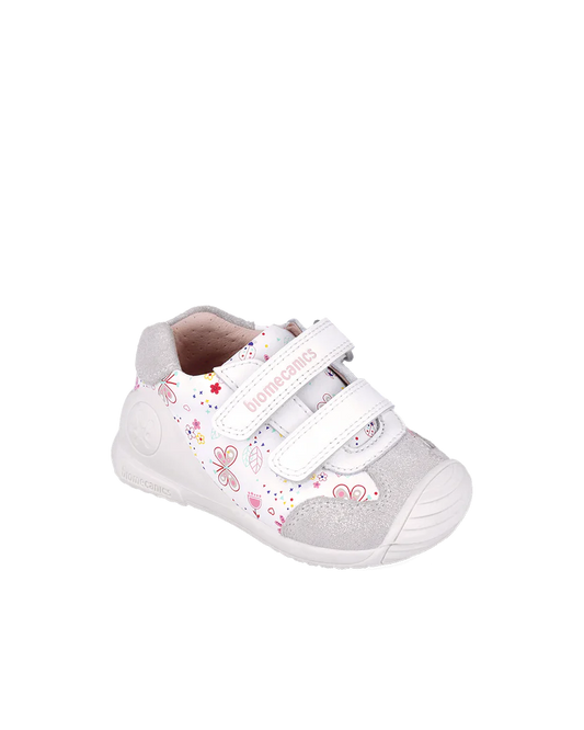 Basket bébé fille premiers pas blanche – Biomecanics – chaussures ergonomiques – Nanou’s House Maroc