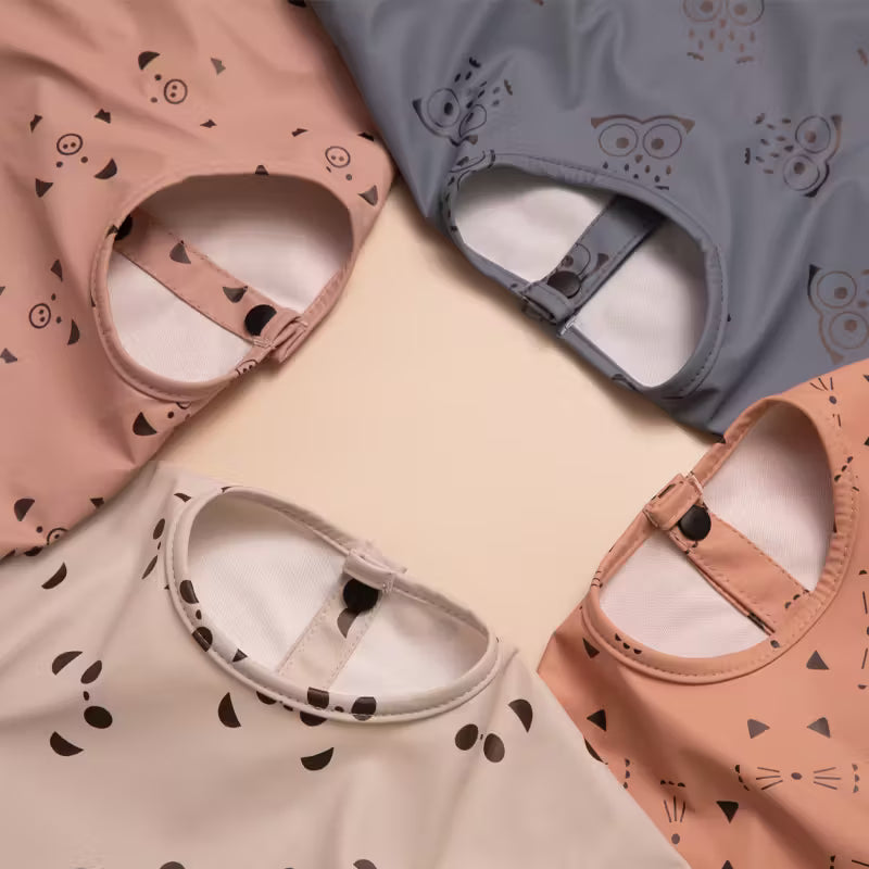 Bavoir tablier imperméable à manches longues motif chouette pour bébé - Nanou's House
