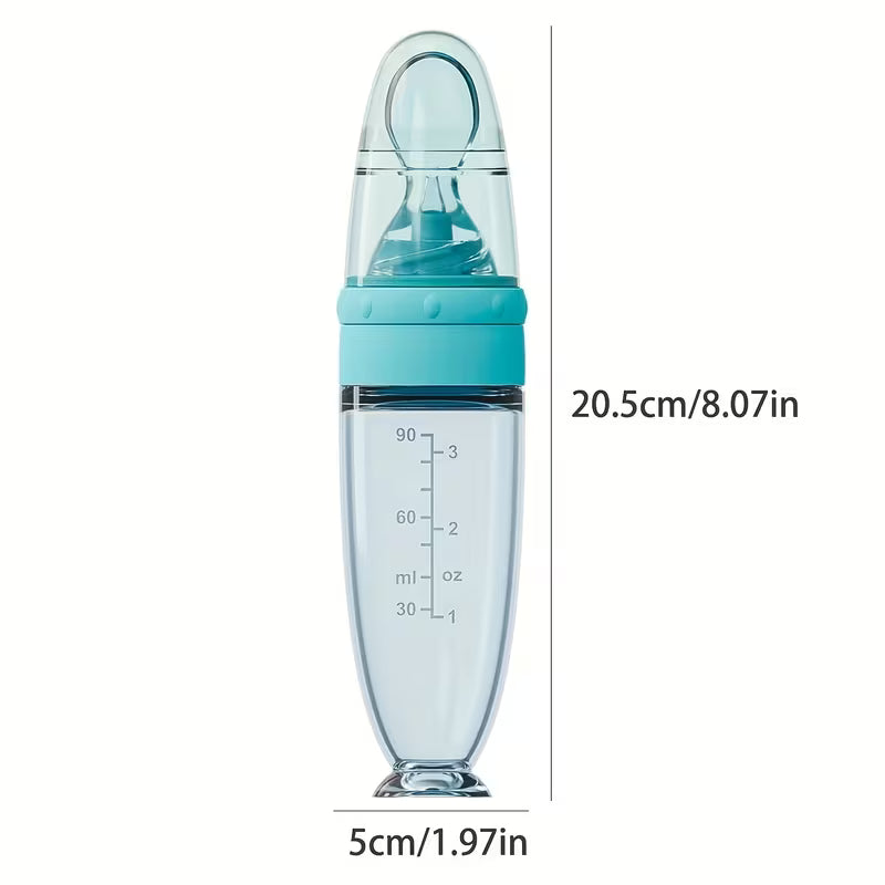 Biberon cuillère en silicone rose pour bébé, distributeur de purée avec base à ventouse - Nanou's House