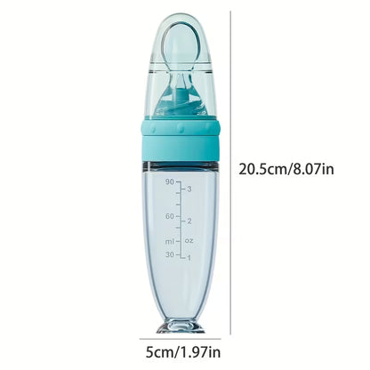 Biberon cuillère en silicone rose pour bébé, distributeur de purée avec base à ventouse - Nanou's House