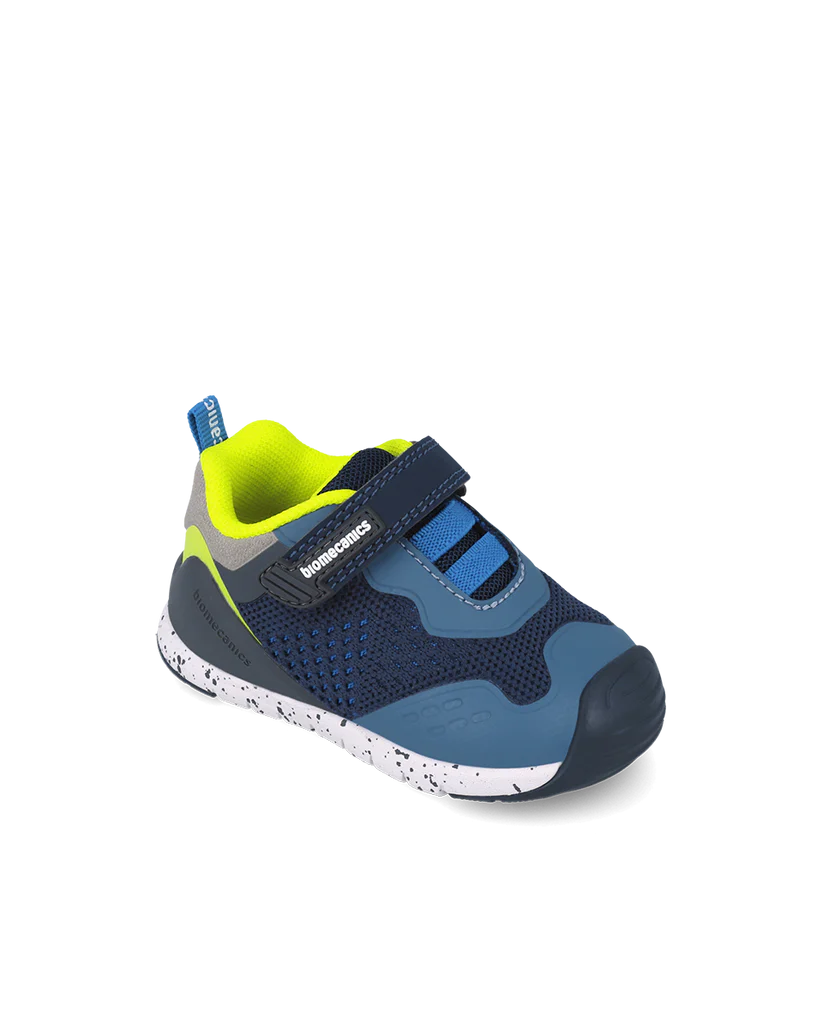 Chaussures bébé premiers pas Biogateo Running maille bleue – Biomecanics – baskets ergonomiques garçon – Nanou’s House Maroc
