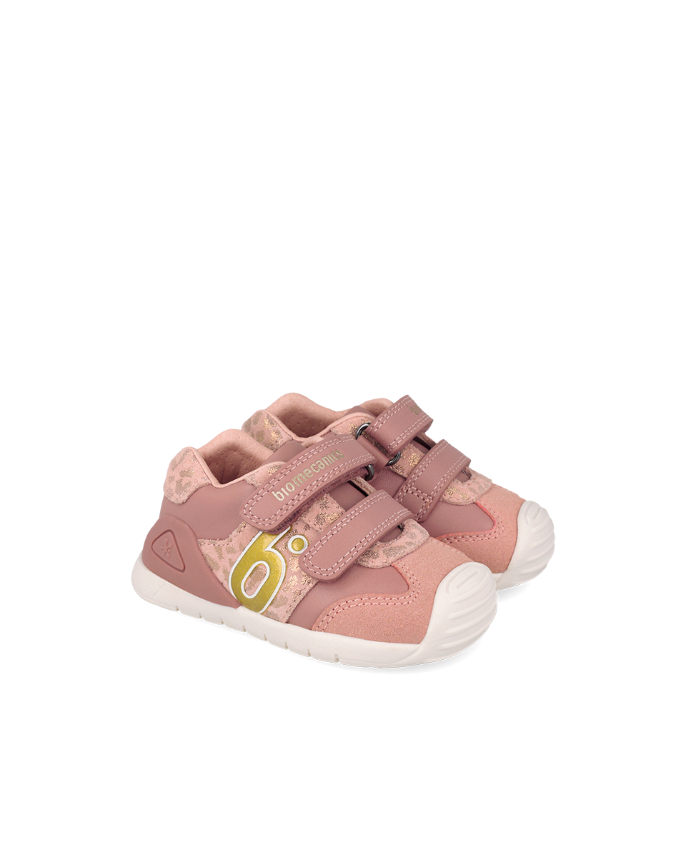 Biomecanics Baskets Biogateo - Léopard rose — chaussure bébé premiers pas (photo 1)