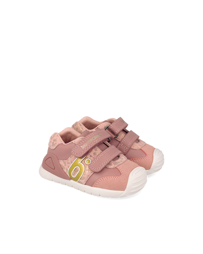 Biomecanics Baskets Biogateo - Léopard rose — chaussure bébé premiers pas (photo 1)
