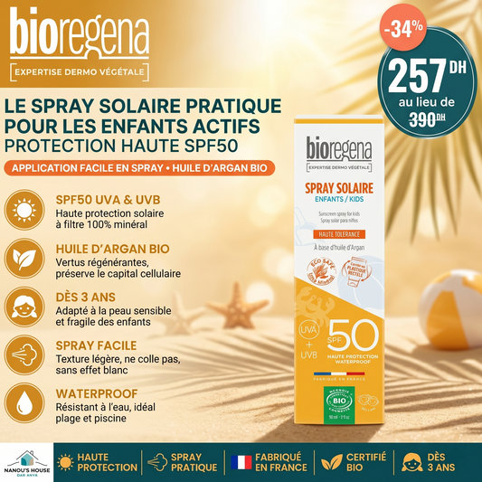 Bioregena Spray Solaire BIO SPF50 Enfant +3A - 90ml - Nanou's house - Bioregena