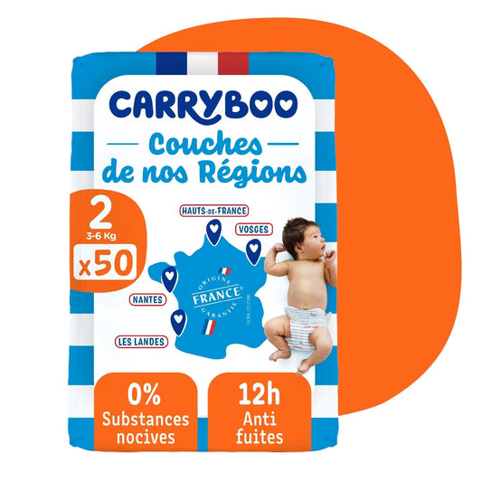 Carryboo Couches de nos Régions Taille 2 (3 - 6kg) - 50 Unités - Nanou's house - Carryboo