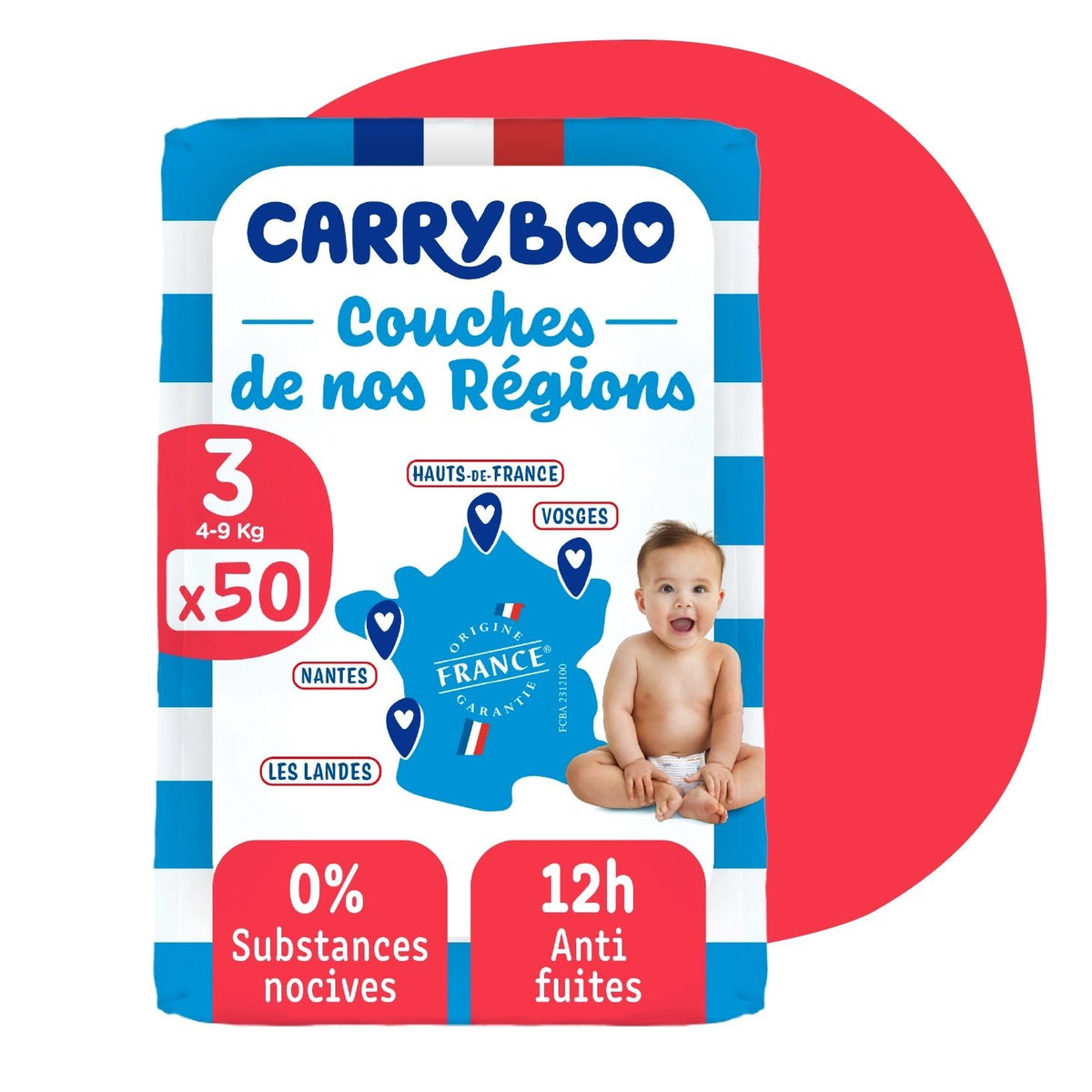 Carryboo Couches de nos Régions Taille 3 (4 - 9kg) - 50 Unités - Nanou's house - Carryboo