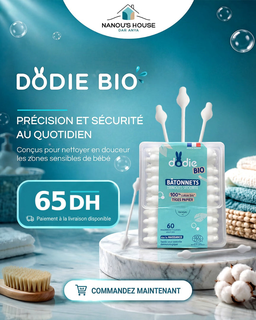 Bâtonnets Coton Bio (Coton-Tiges Sécurité) x60 - Dodie
