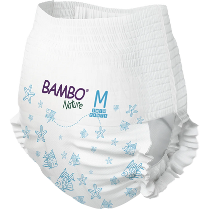 Couches de piscine écologiques Bambo Nature Taille M 12kg+ pour bébé – Paquet de 12 couches de bain