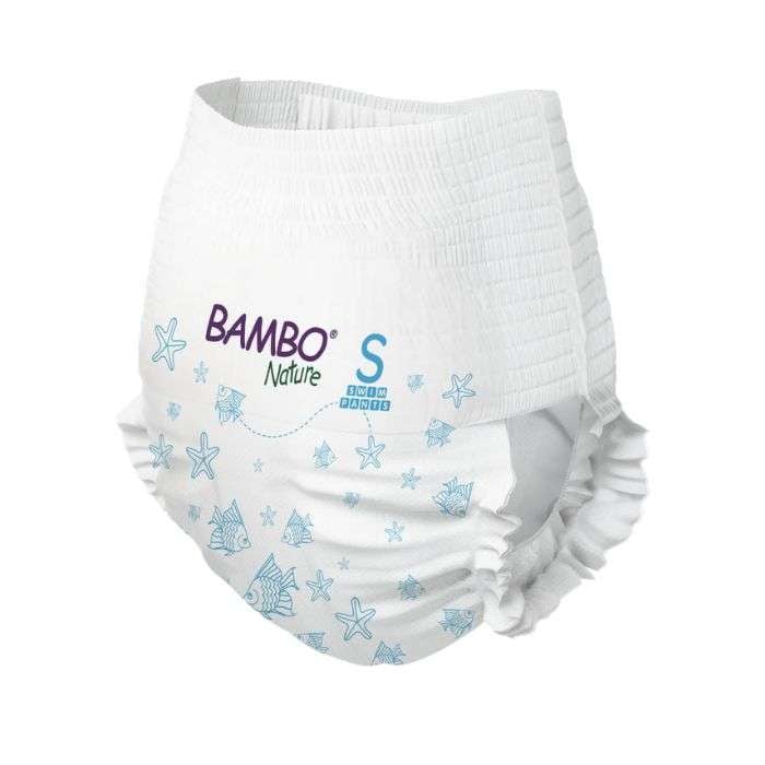 Couches de piscine écologiques Bambo Nature Taille S 7-12kg pour bébé – Paquet de 12 couches de bain